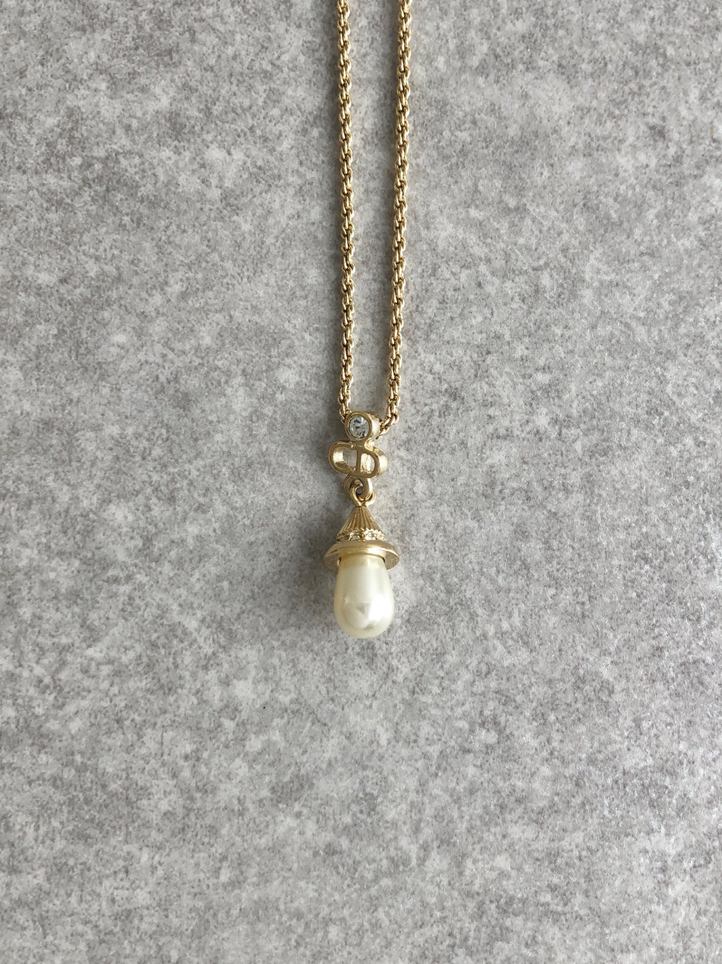 Christian Dior CD Logo Necklace Gold Vintage 5sf6cg