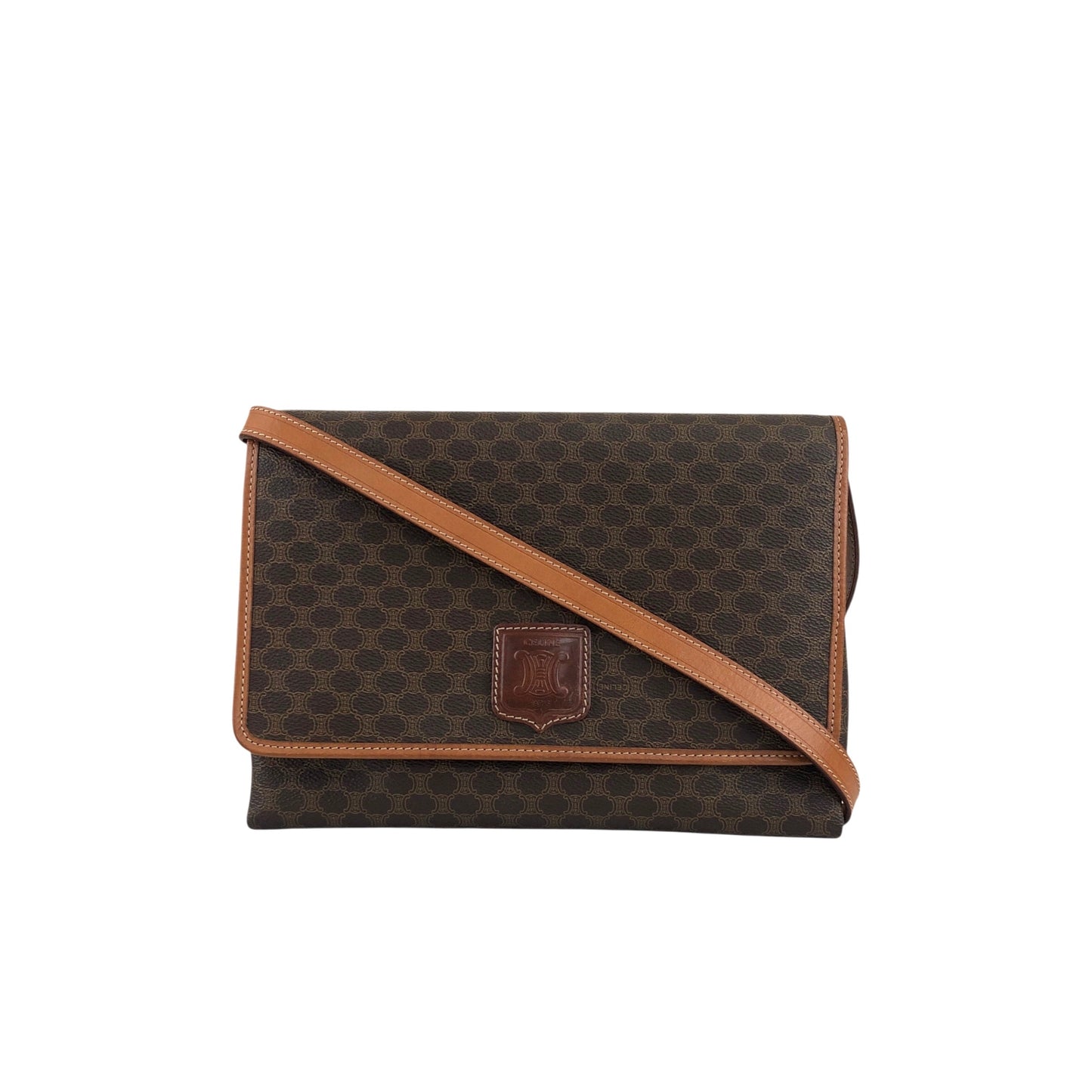CELINE Macadam Blason Shoulder bag Brown Vintage fchn4d
