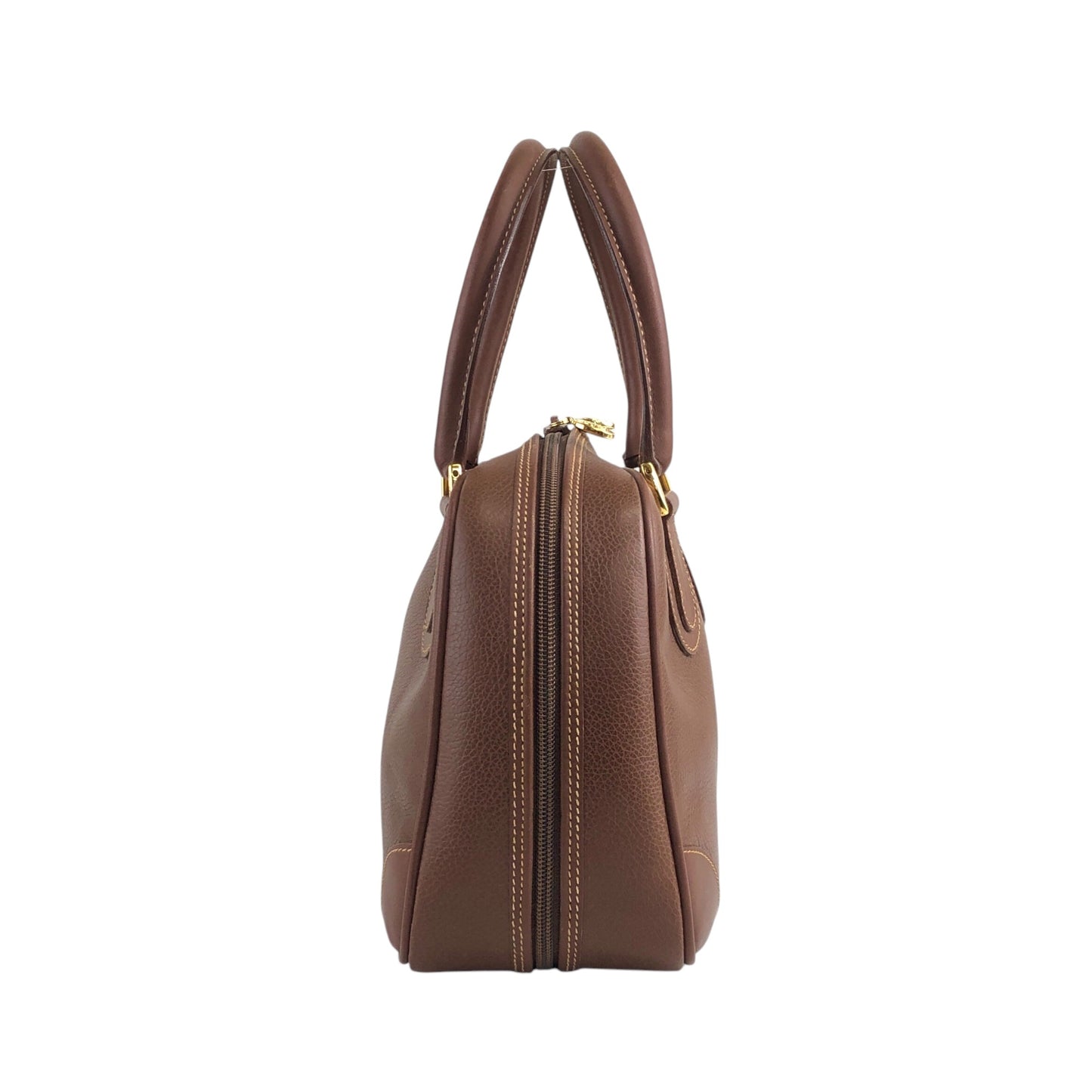 GUCCI Logo Embossed Handbag Boston bag Brown Vintage 7vibey