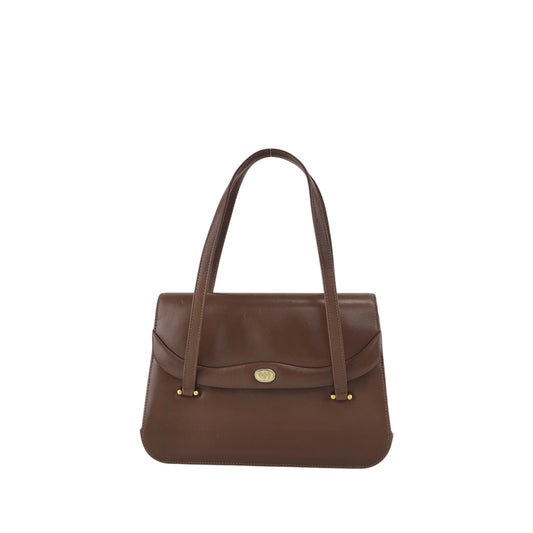 GUCCI GG Flap Handbag Brown Vintage auy3z2
