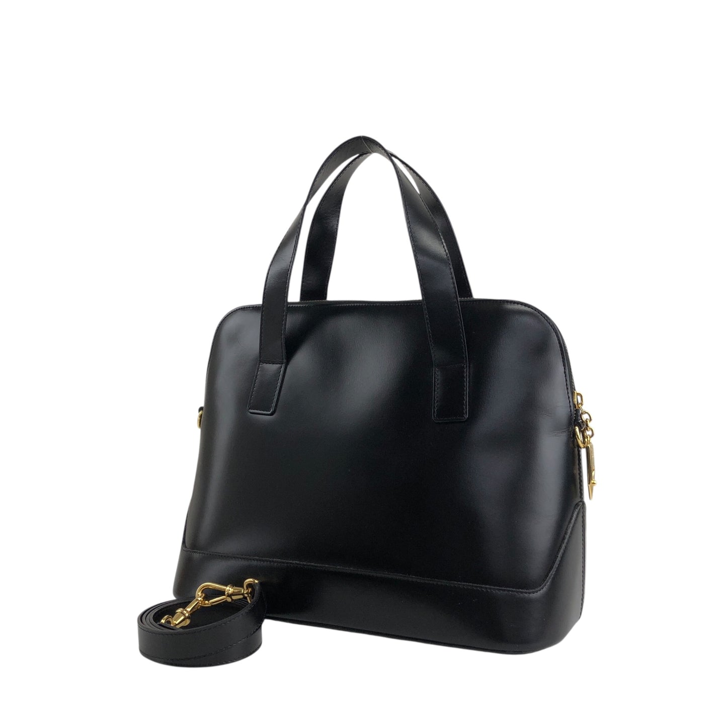 CELINE Two-way Handbag Shoulder bag Black Vintage 4ntwjy