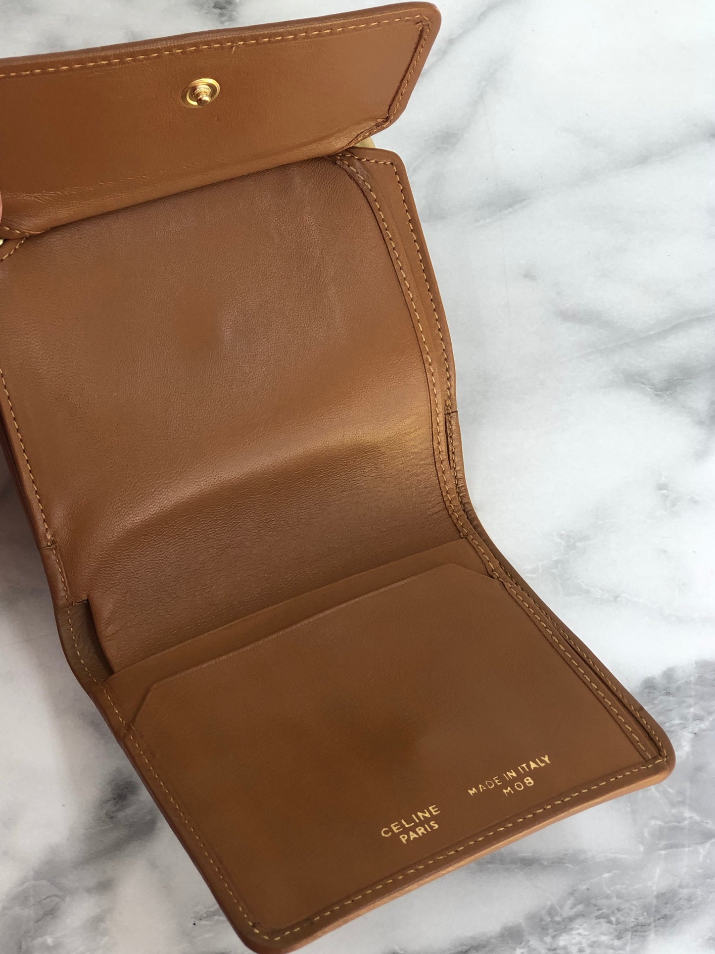 CELINE Macadam Triomphe Logo Motif Wallet Brown Vintage sbmwm4