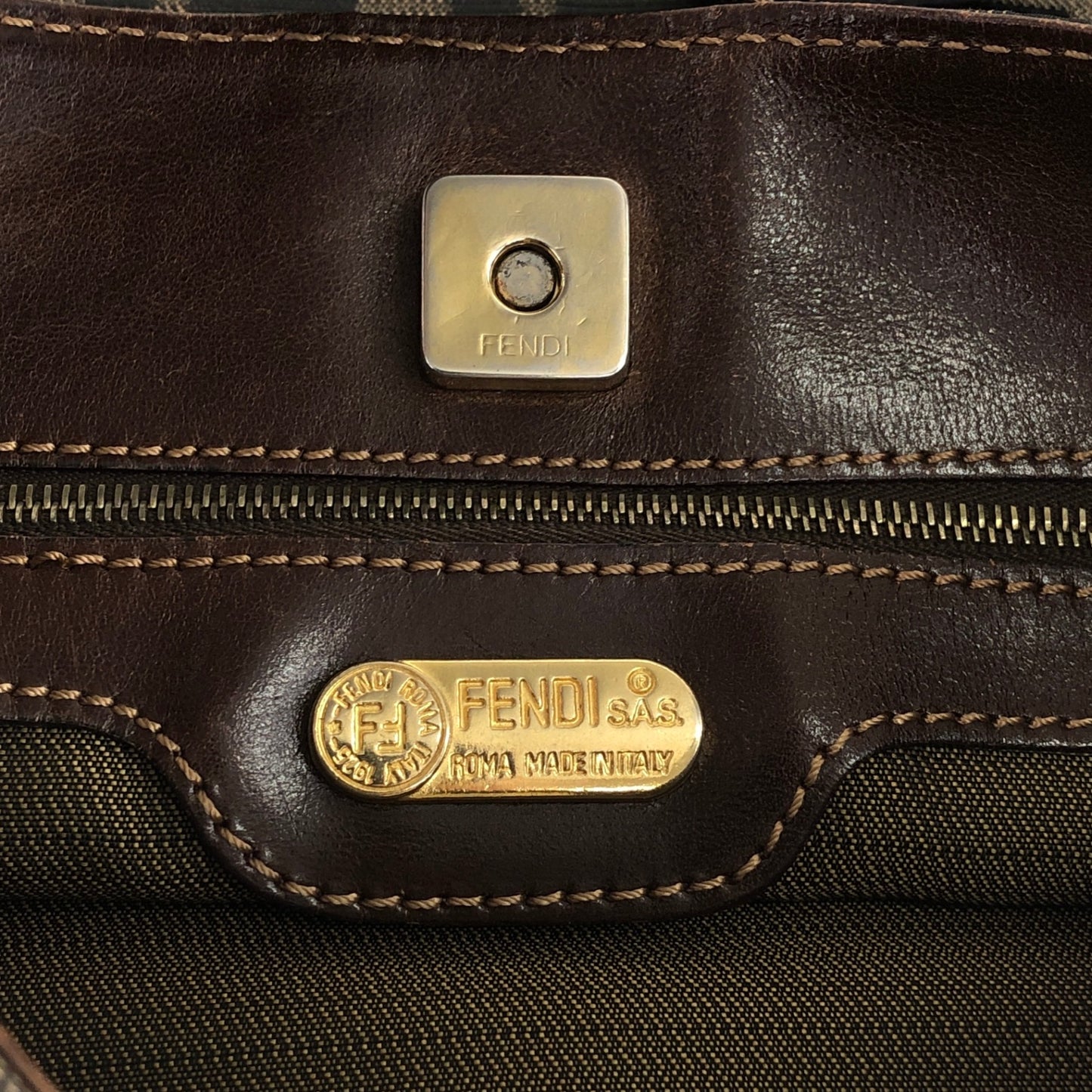 FENDI Zucca Shoulder bag Brown Vintage si43ga