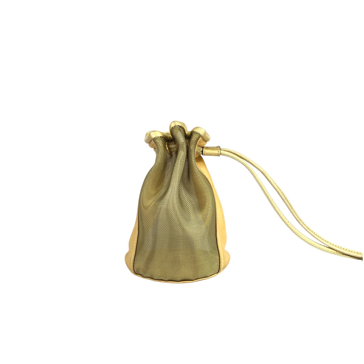 CELINE Circle Logo Drawstring Small Shoulder bag Beige Vintage s6bm4s