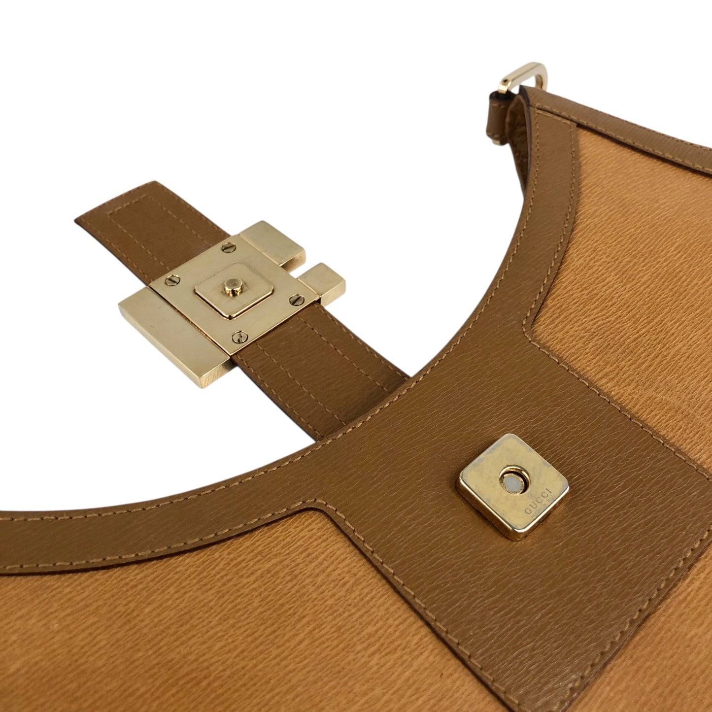 GUCCI Logo Buckle Shoulder bag Brown Vintage hry8in