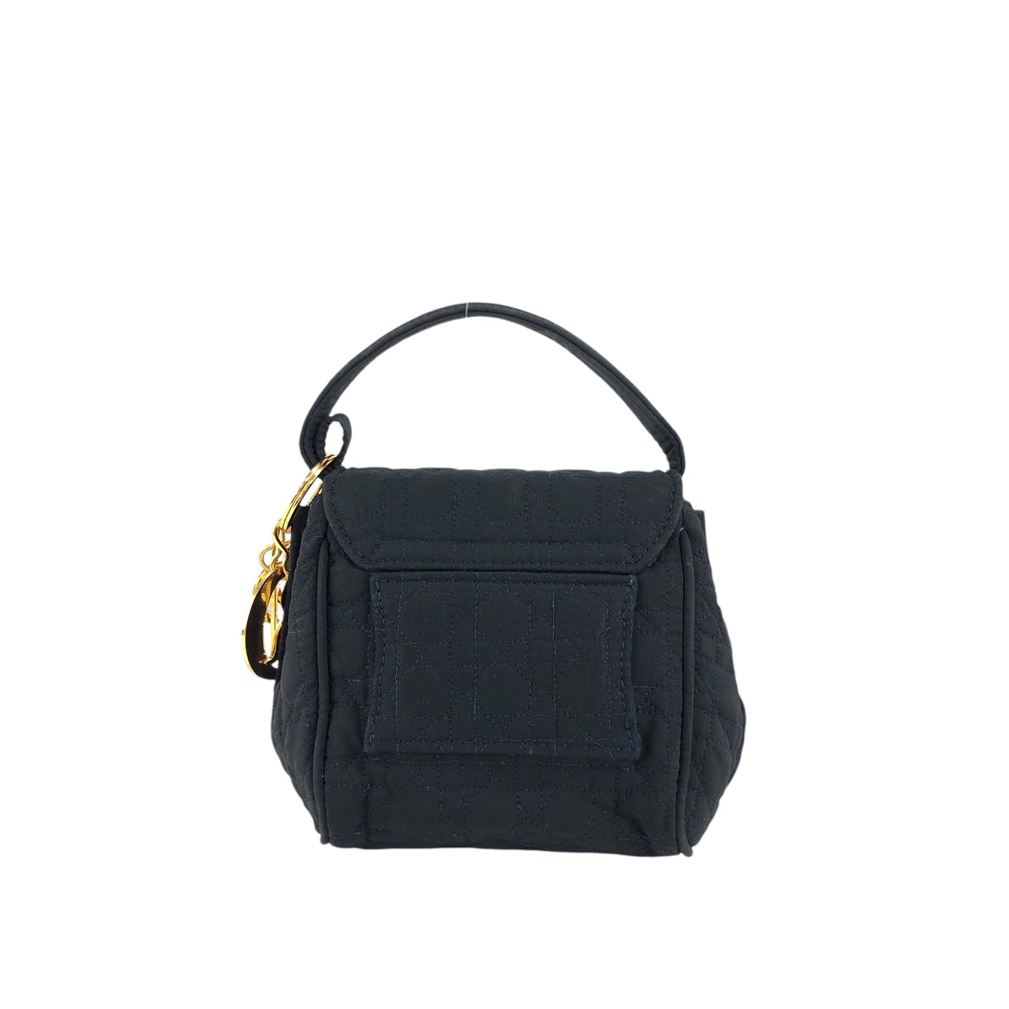 Christian Dior Cannage Logo Charm Small Handbag Dark Navy Vintage hsi65g