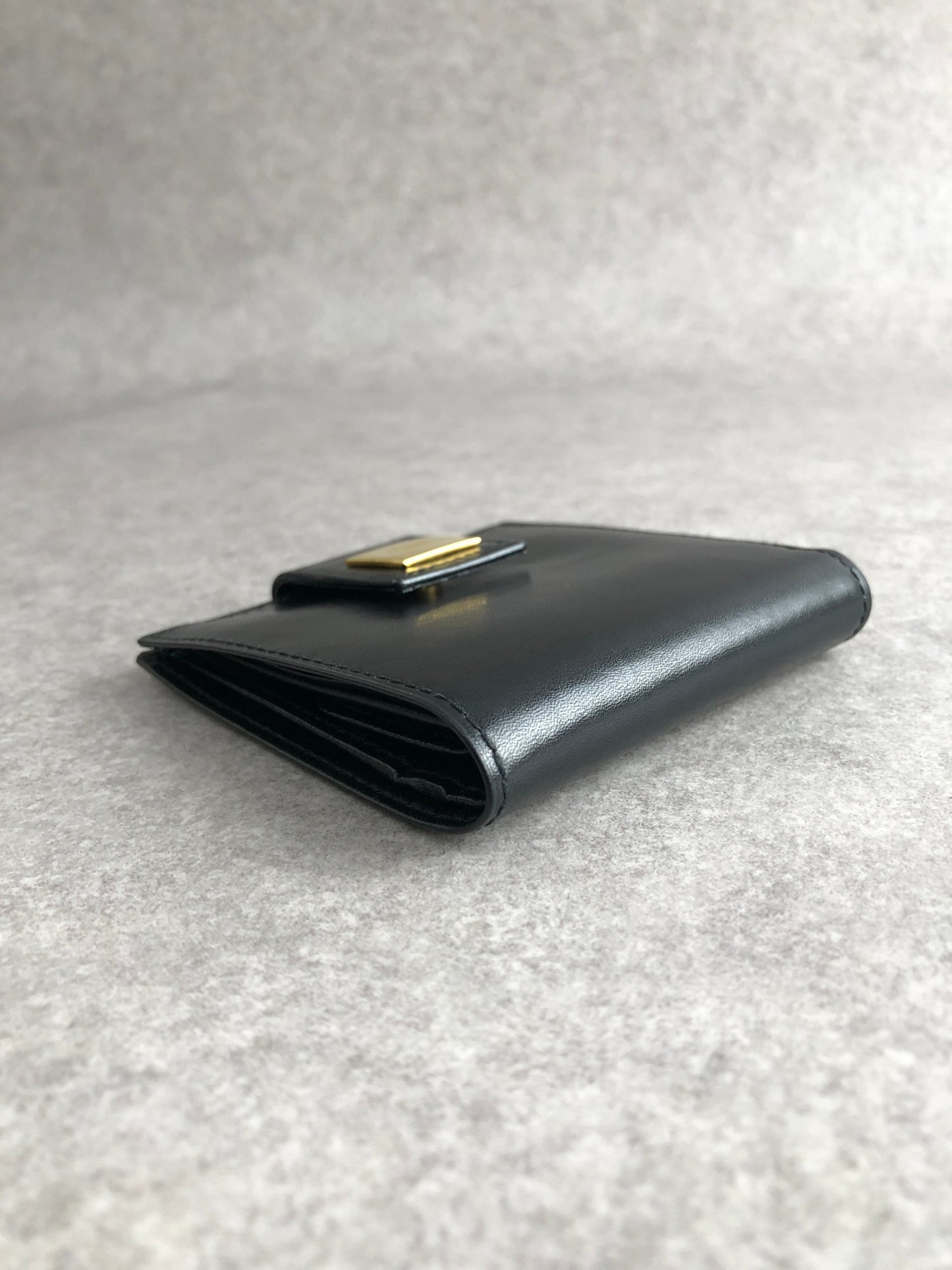 CELINE Logo Folded Wallet Black Vintage 8rd2s8