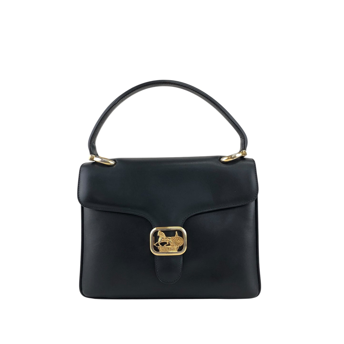 CELINE Horse Carriage Handbag Dark Navy Vintage 3bgmzr