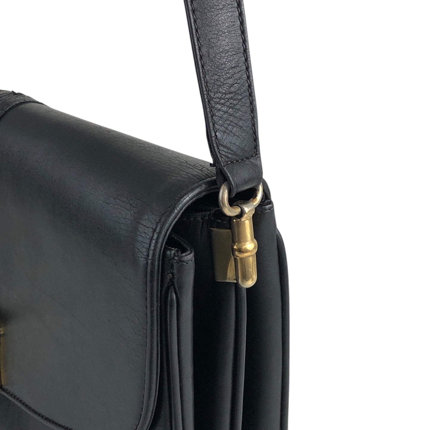 CELINE Blason Flap Shoulder bag Black Vintage txzb37