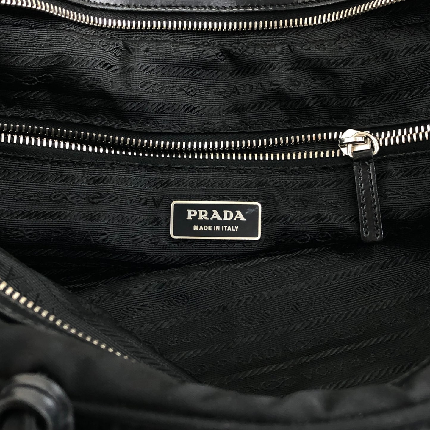 PRADA Triangle Logo Padlock Small Boston bag Handbag Black Vintage a5w87e