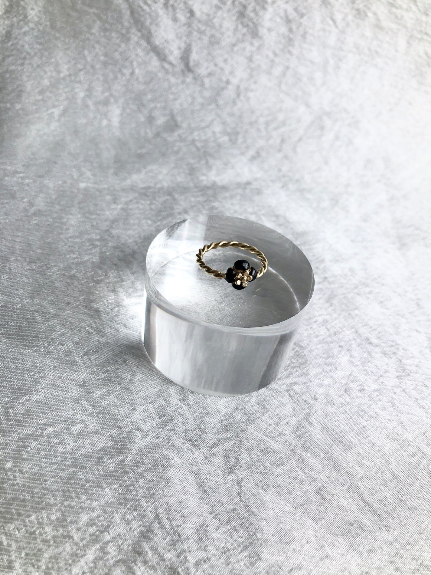 CHANEL camellia Motif Ring Black Vintage m8vxih