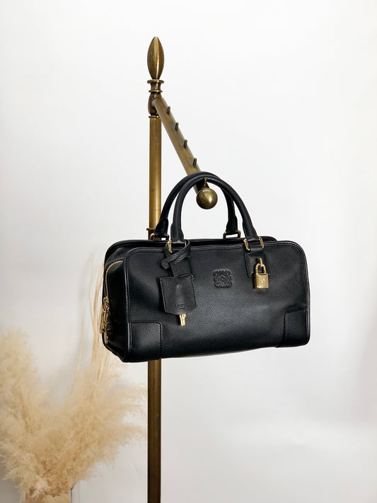 LOEWE Amazona28 Anagram 雙向手提包 單肩包 黑色 復古 bagdfe