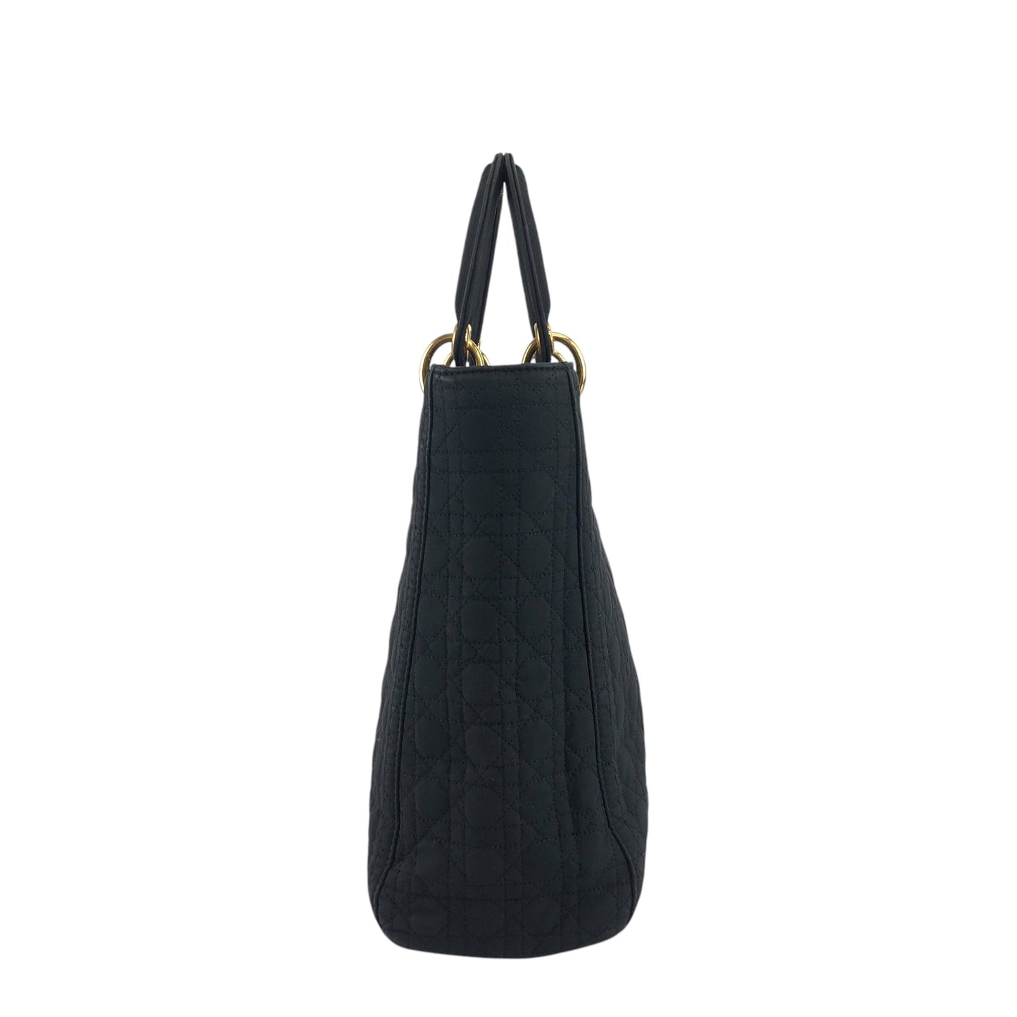 Christian Dior Cannage Logo Charm Handbag Black Vintage 2camf8
