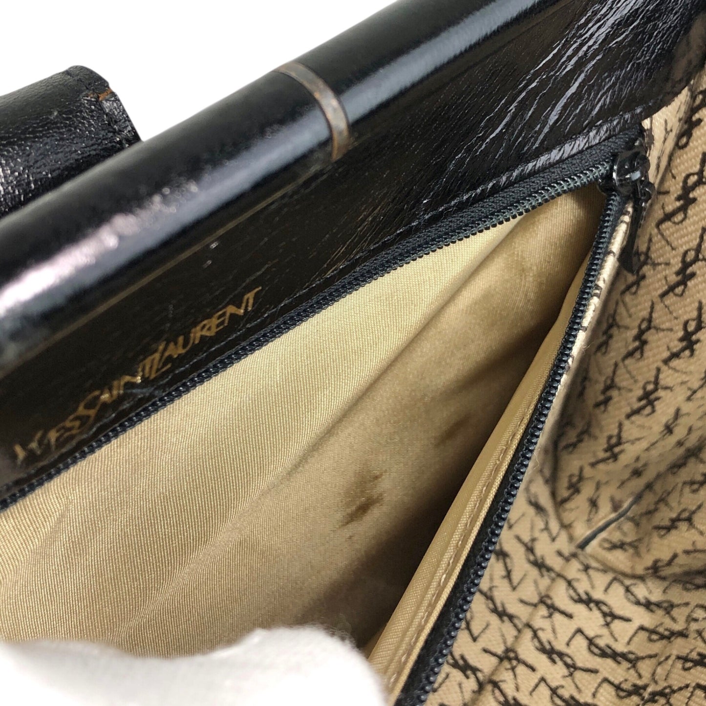 Yves Saint Laurent YSL Logo Bias Stitch Clutch bag Black Vintage b3p3mj