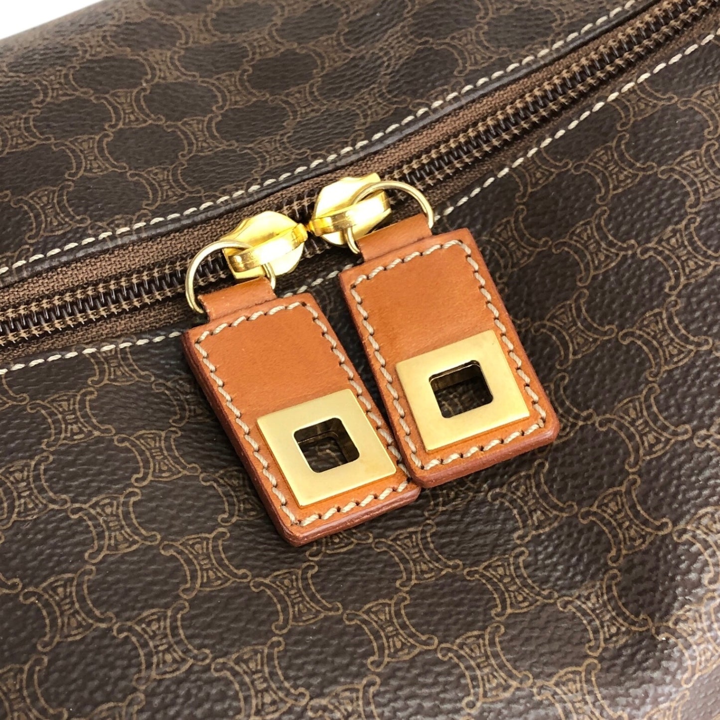 CELINE Macadam Handbag Boston bag Brown Vintage tj7utz