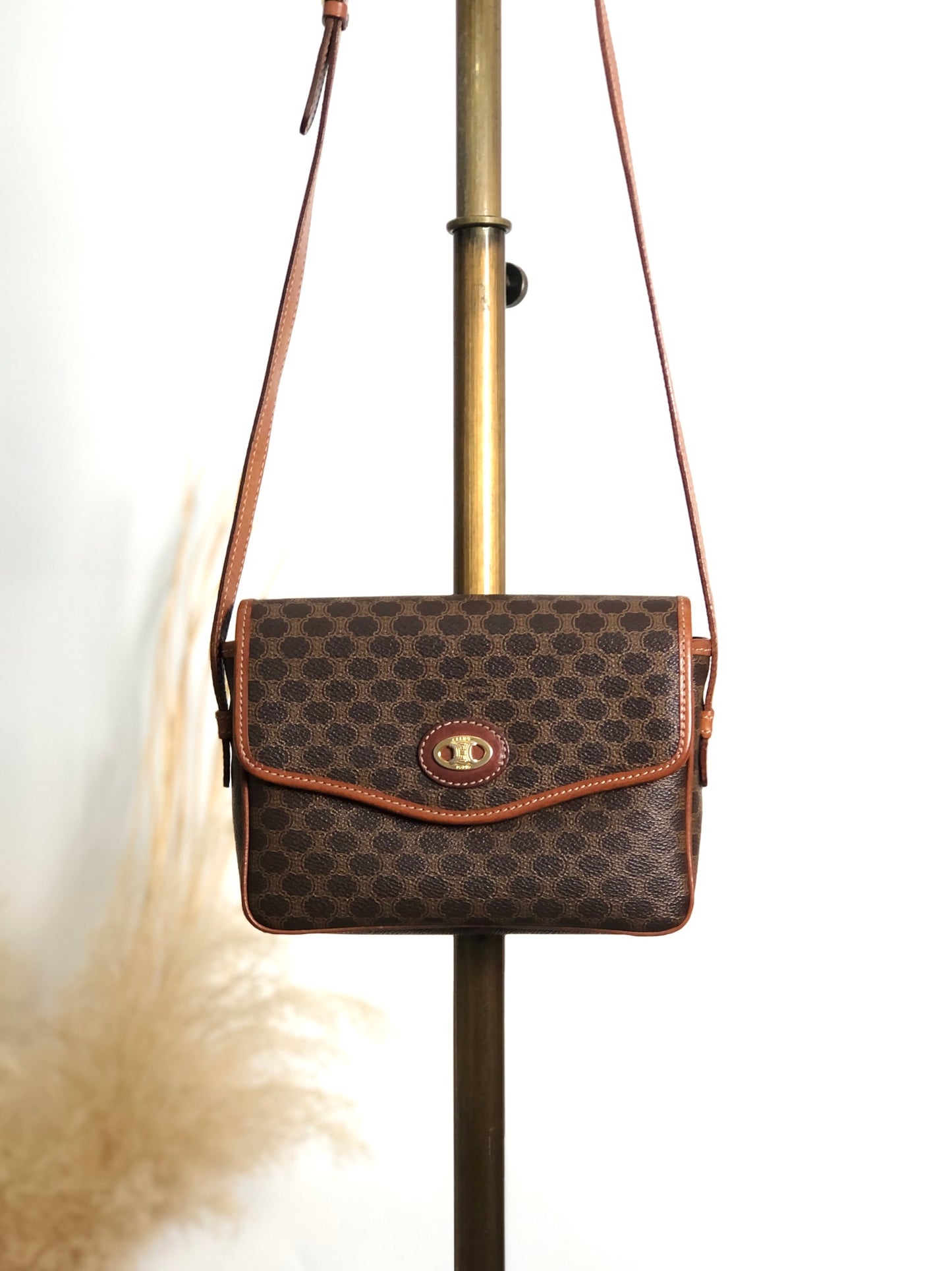 CELINE Macadam Blason Shoulder bag Brown Vintage 2mumnz