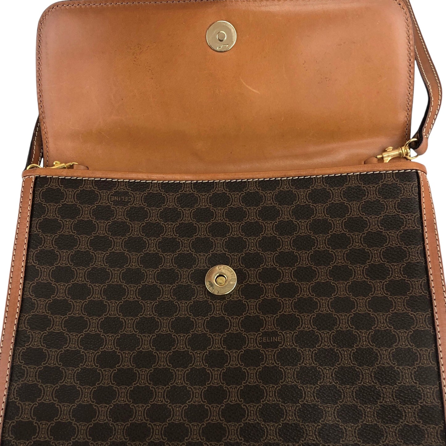 CELINE Macadam Blason Shoulder bag Brown Vintage 2c4duy