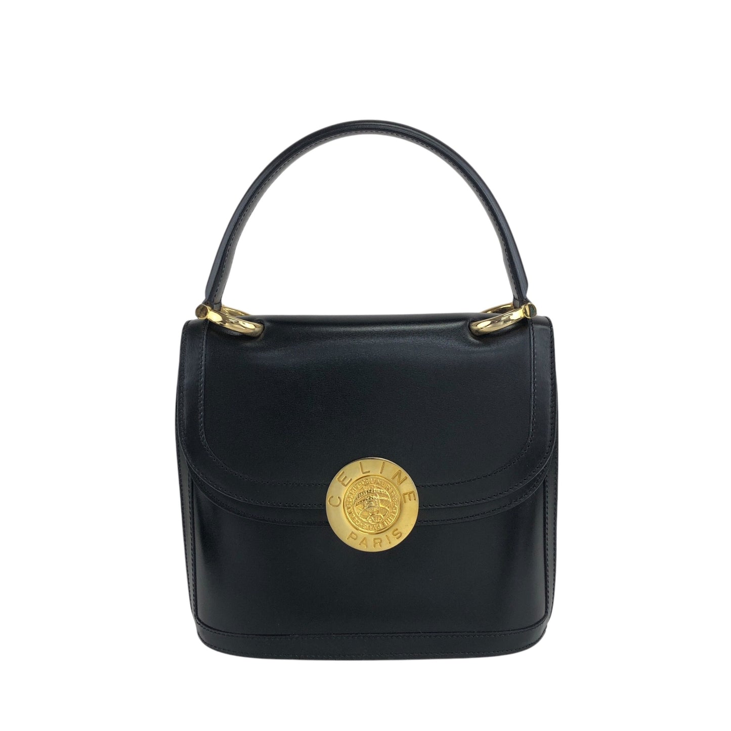 CELINE Medal Motif Handbag Black Vintage tgv7x5