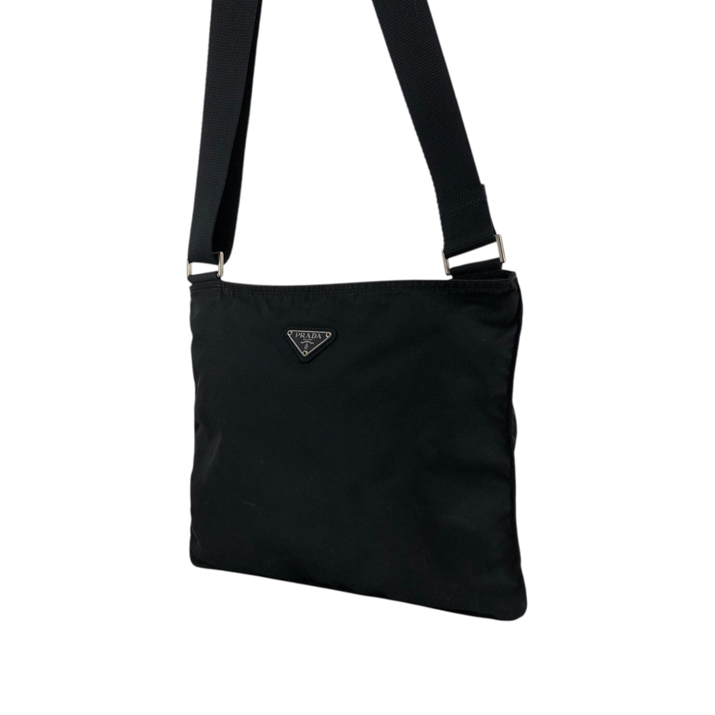 PRADA Tessuto Triangle Logo Shoulder bag Black Vintage cgen7x