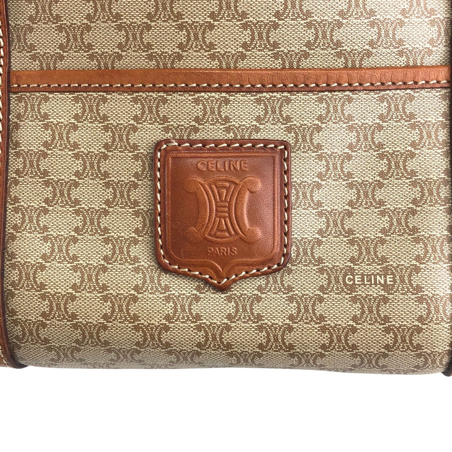 CELINE Macadam Blason Handbag Boston bag Beige Vintage ud4tv5