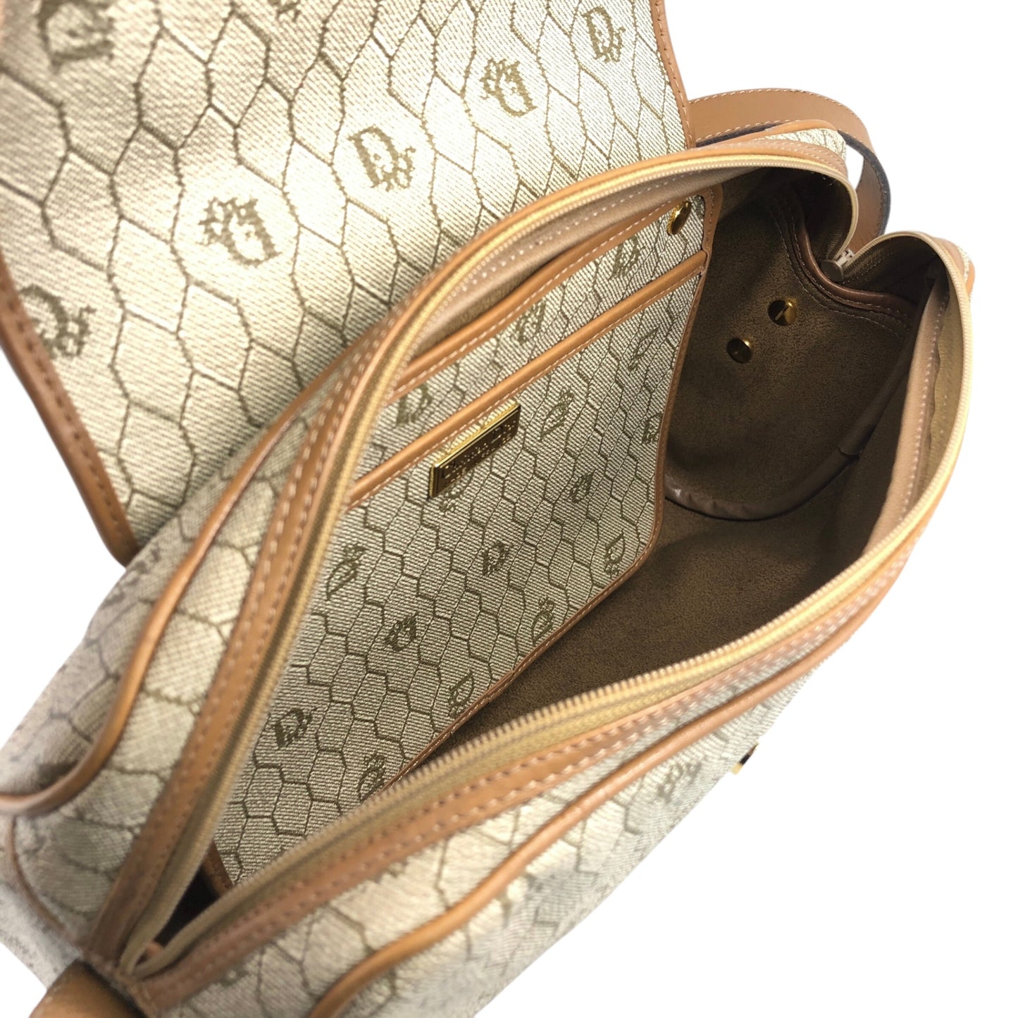 Christian Dior Honeycomb Pattern Shoulder bag Beige Vintage x5m4cu