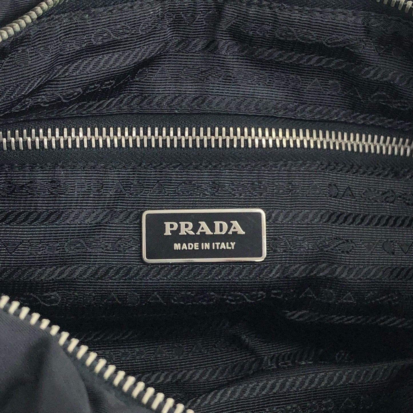 PRADA Logo Shoulder bag Hobobag Black Vintage kut77d