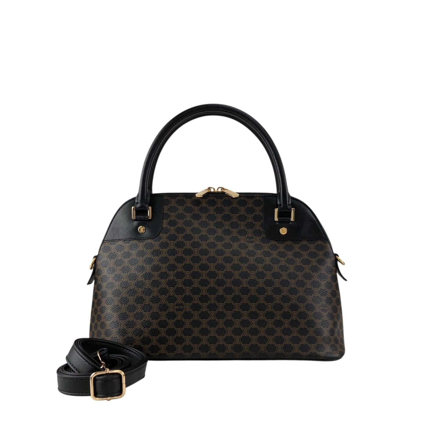 CELINE Macadam Two-way Handbag Shoulder bag Black Vintage zmn3dz
