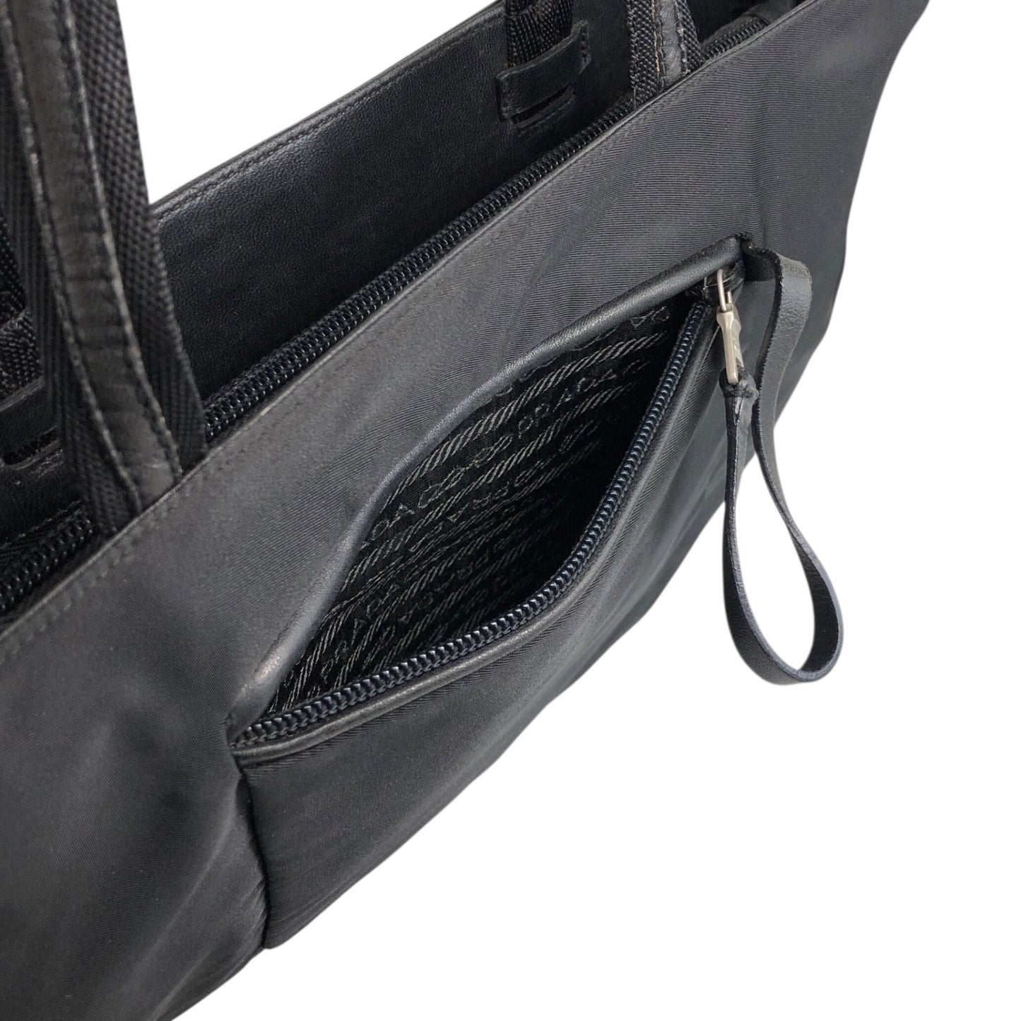 PRADA Tessuto Triangle Logo Totebag Black Vintage 885ief