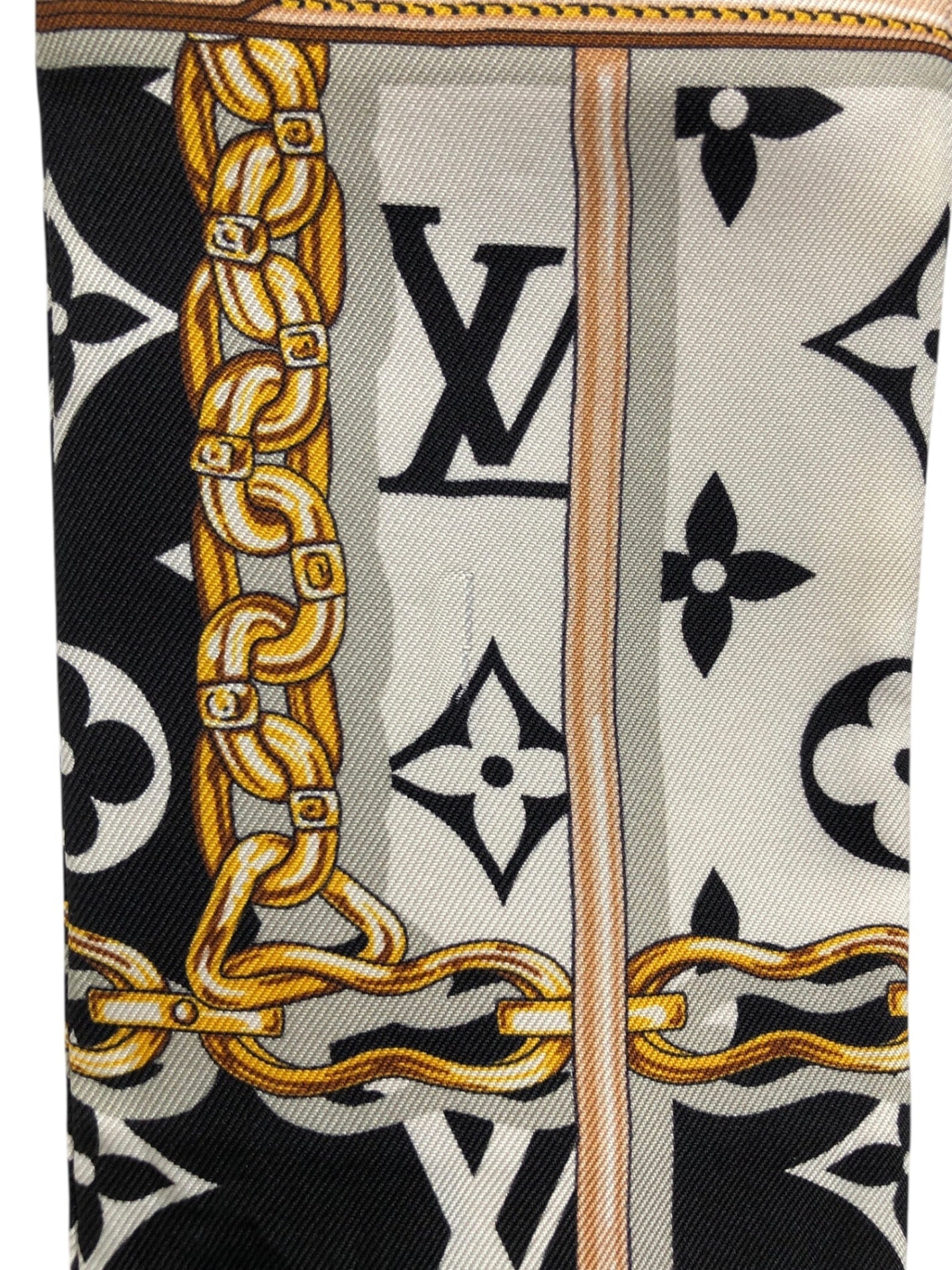 LOUIS VUITTON Monogram Silk Scarf Black×White Vintage un2uwf