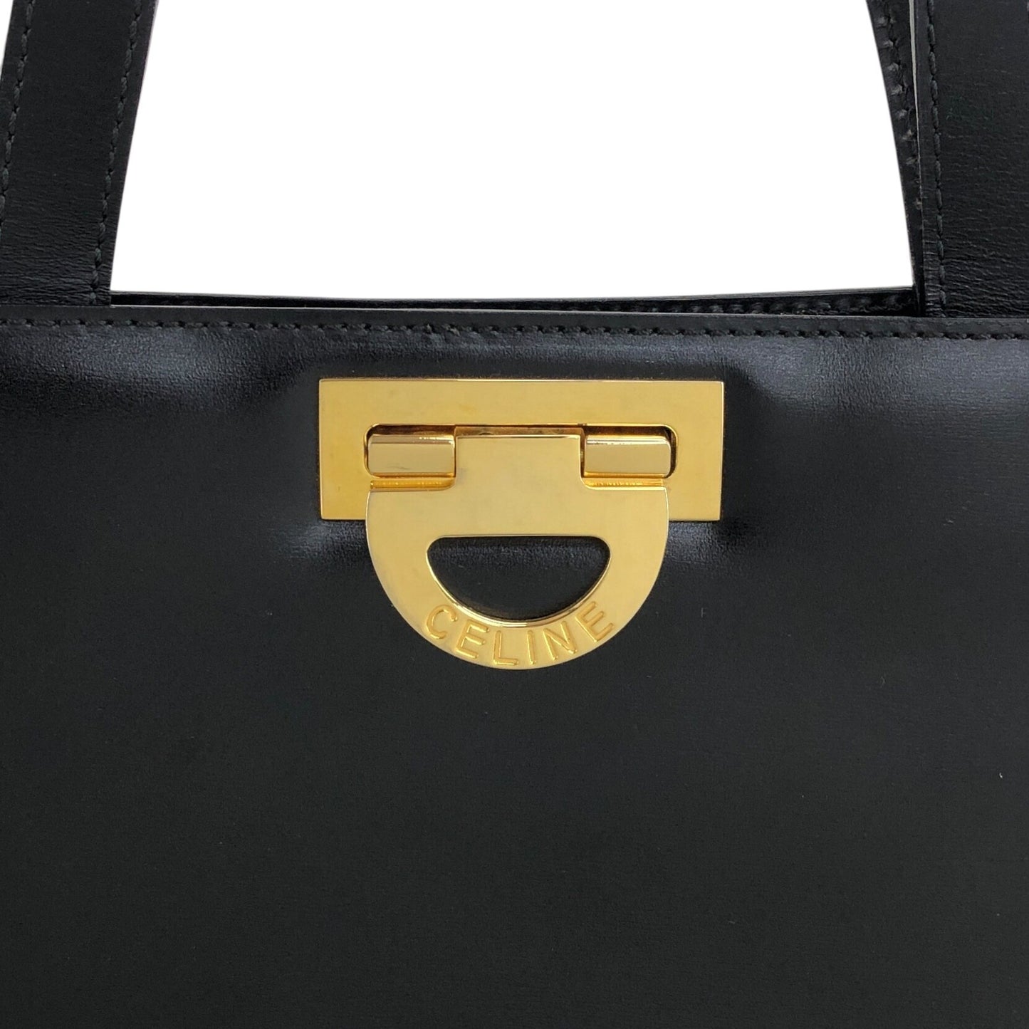 CELINE Horse Bit Two-way Handbag Shoulder bag Black Vintage my57ac