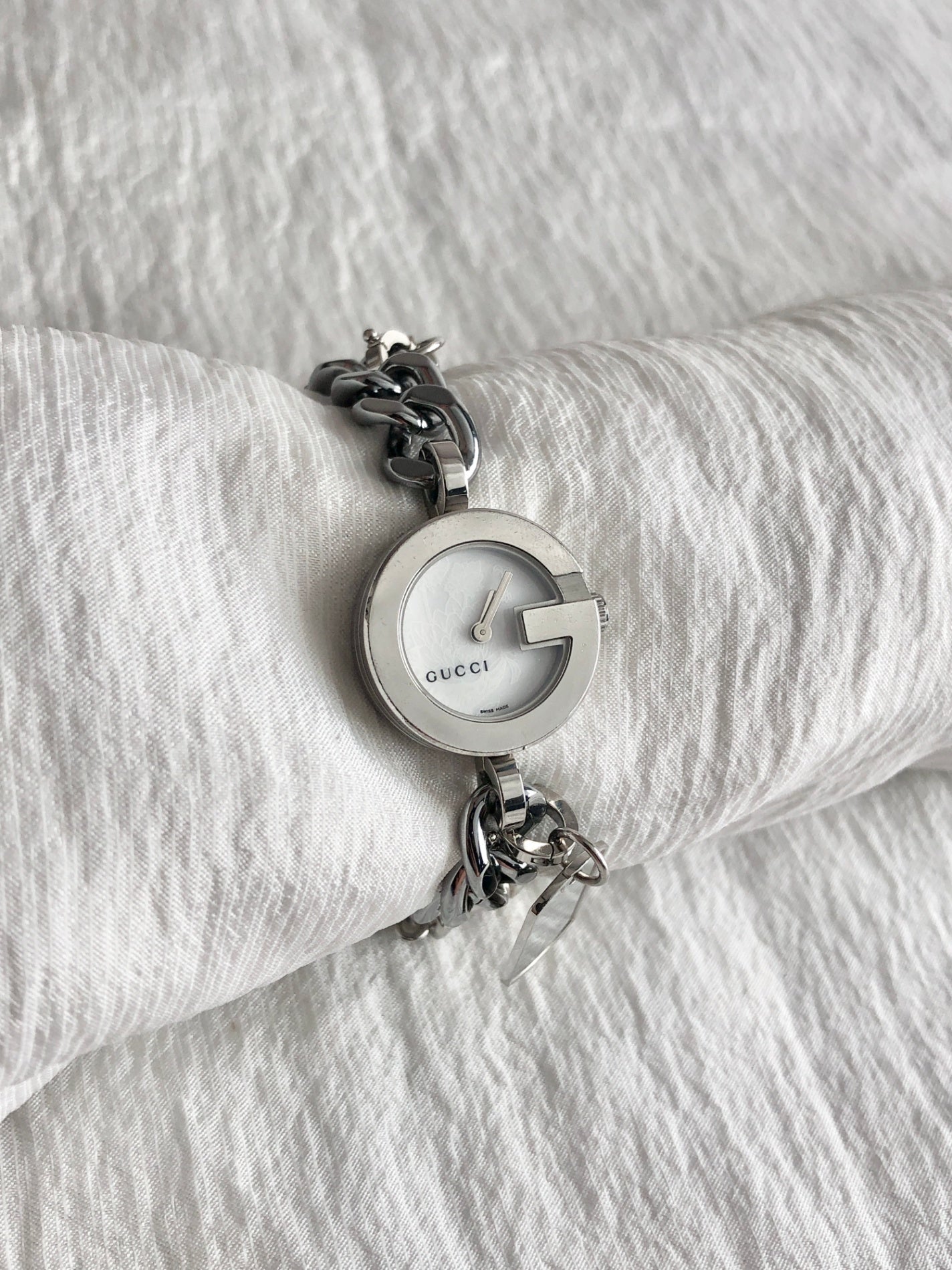 GUCCI Bracelet Watch Silver YA107 Vintage cku7id