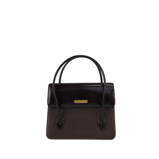 BURBERRY Logo Handbag Brown Vintage fpn5te