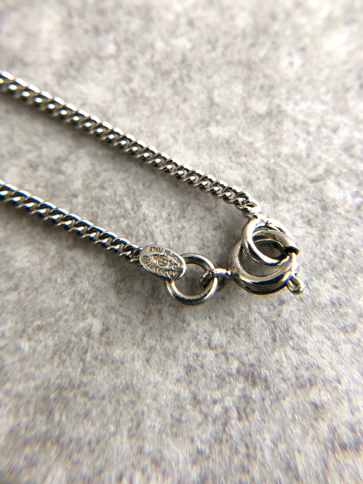 CHANEL Coco Mark Heart Necklace Silver Vintage 42pcps
