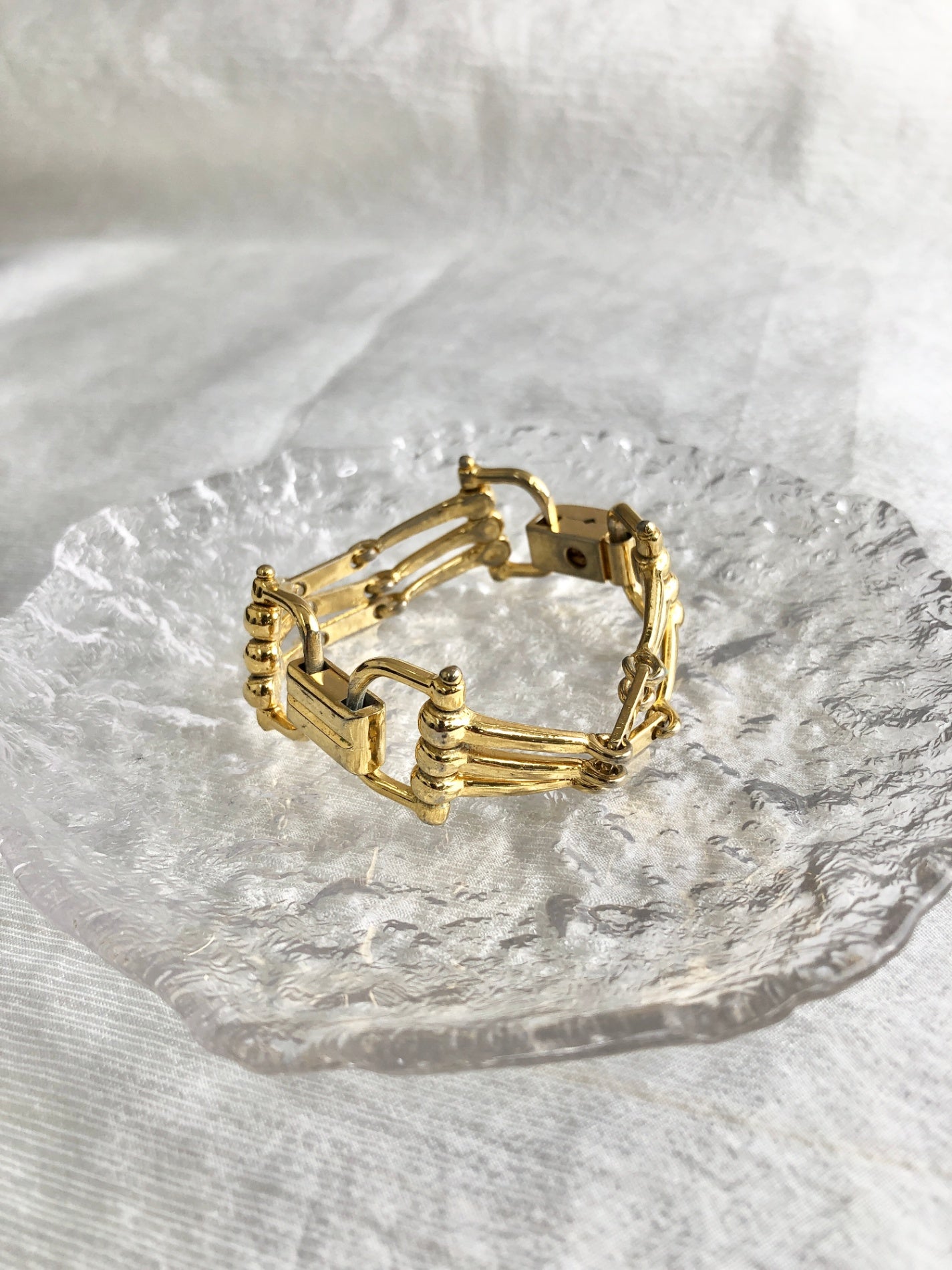 CELINE Horse Bit Bracelet Gold Vintage vyxeaa