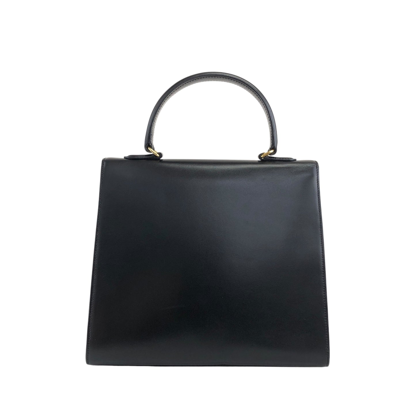 CELINE Gancini Top Handle Handbag Black Vintage a8utvp