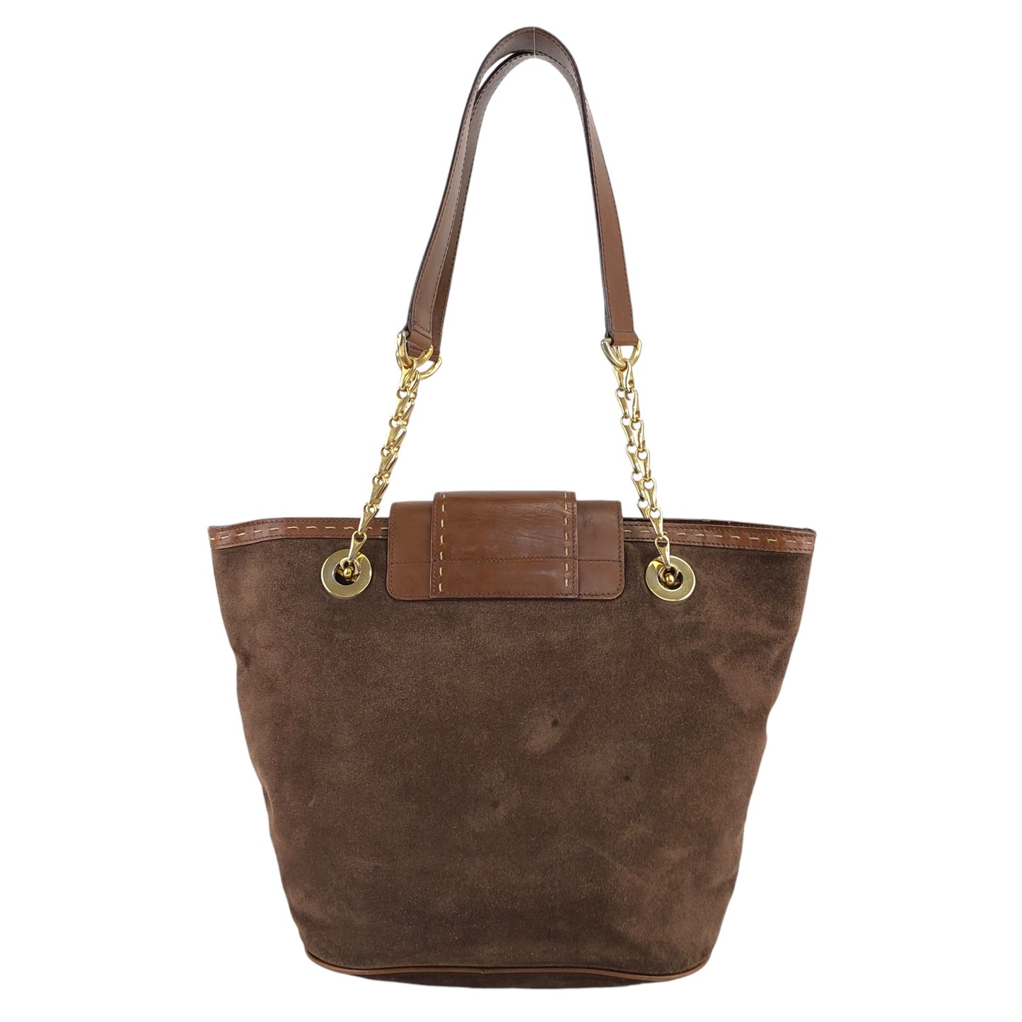 CELINE Logo Handbag Shoulder bag Brown Vintage mc6jsa