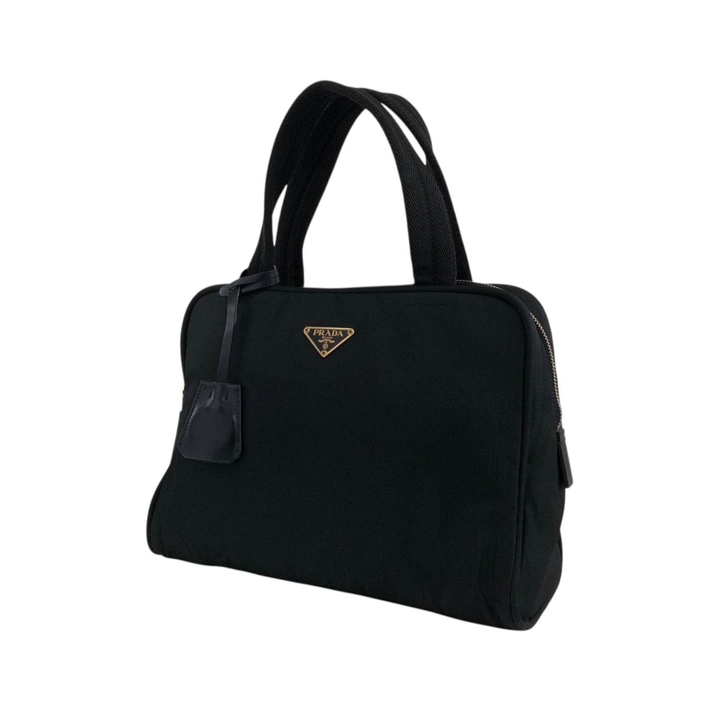 PRADA Tessuto Triangle Logo Handbag Black Vintage p7dydt
