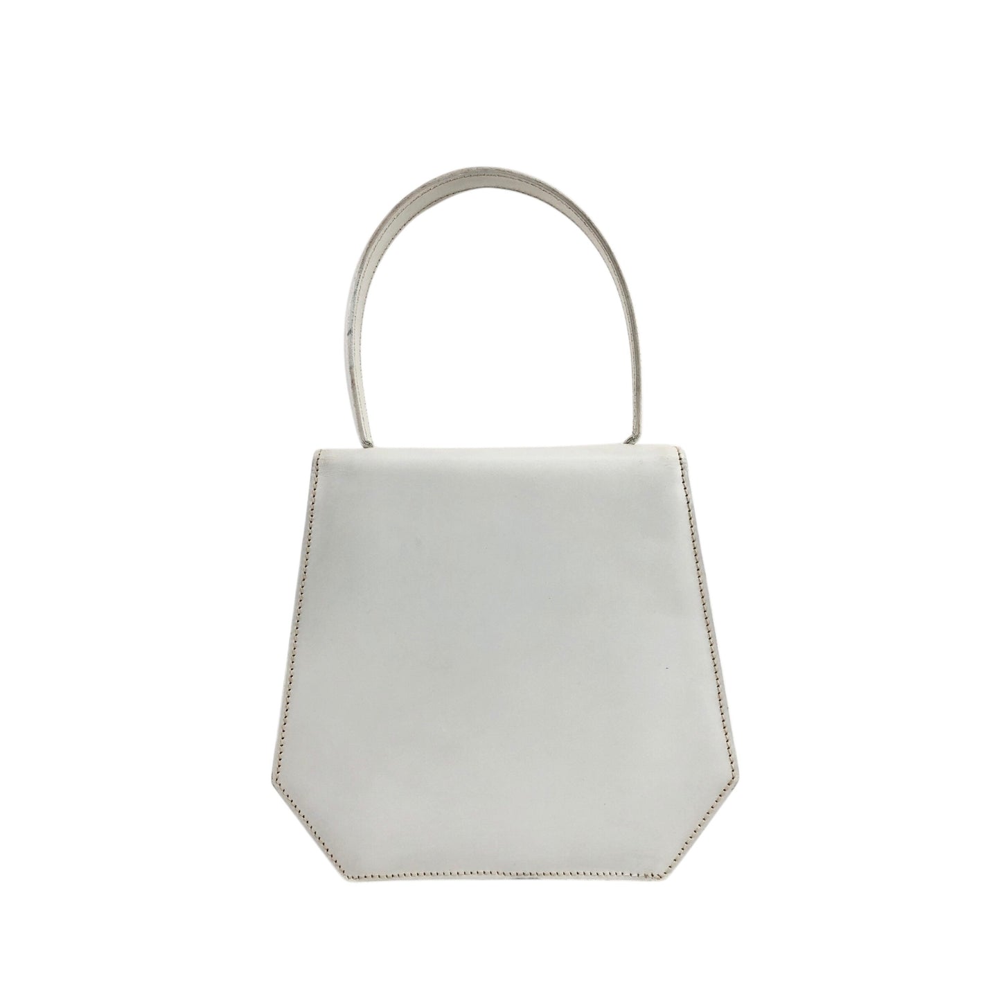 CELINE Triomphe Top Handle Handbag White Vintage 33tdem