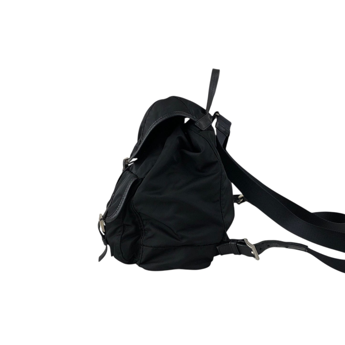 PRADA Tessuto Triangle Logo Backpack Black Vintage rj533h