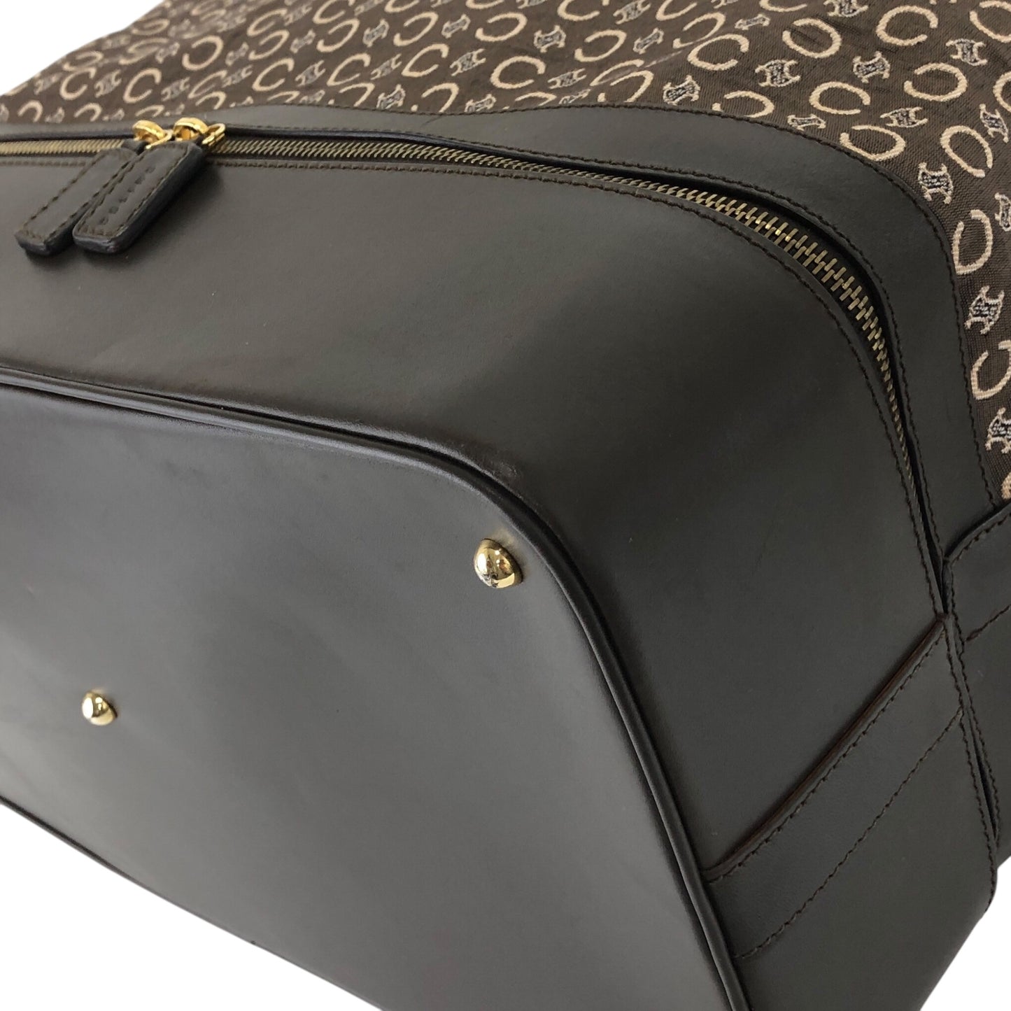 CELINE Macadam Handbag Boston bag Brown Vintage 7kve88