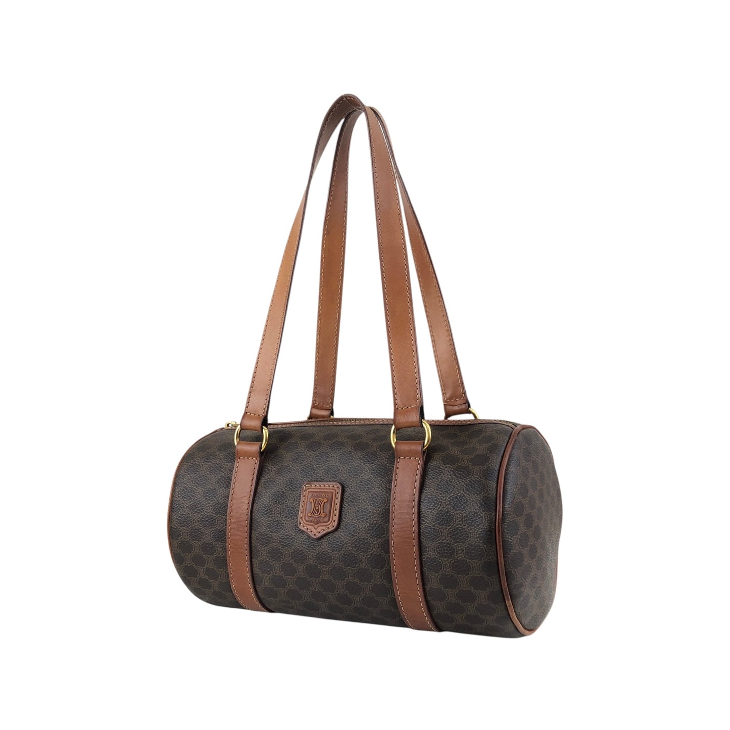 CELINE Macadam Blason Handbag Brown Vintage yfx88s