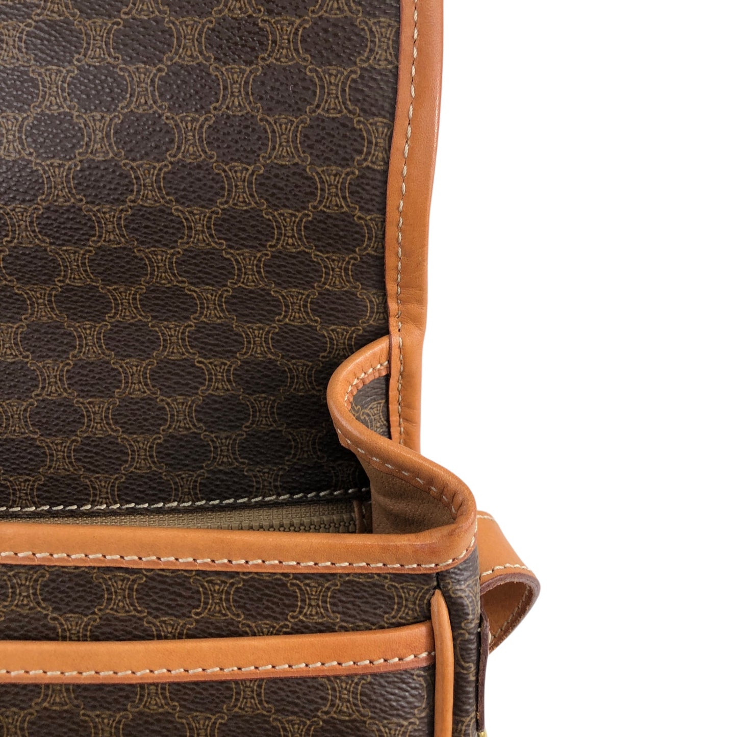 CELINE Macadam Front Buckle Shoulder bag Brown Vintage h4fac7