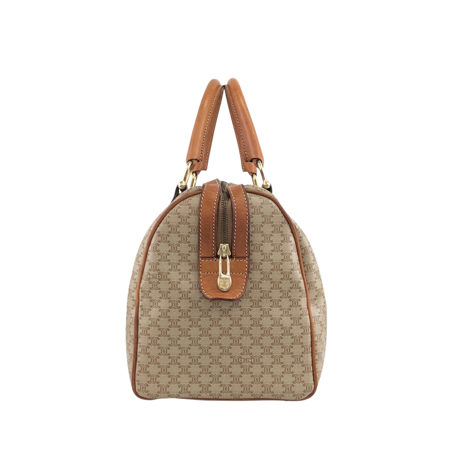 CELINE Macadam Blason Handbag Boston bag Beige Vintage ud4tv5