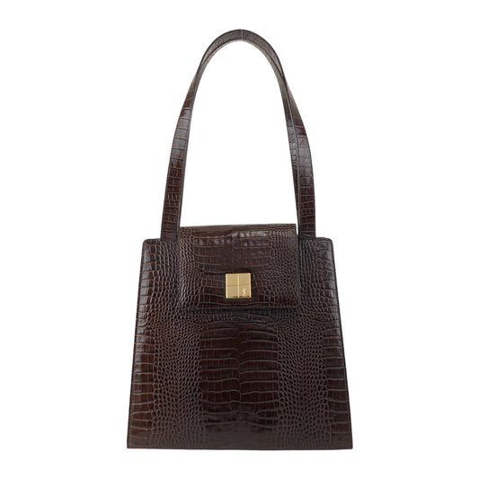 Yves Saint Laurent YSL Logo Handbag Brown Vintage 2xrtap