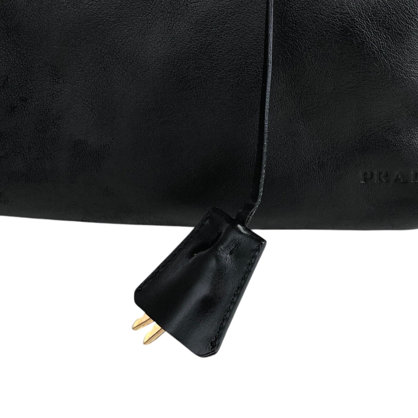PRADA Padlock Handbag Black Vintage k84sjm