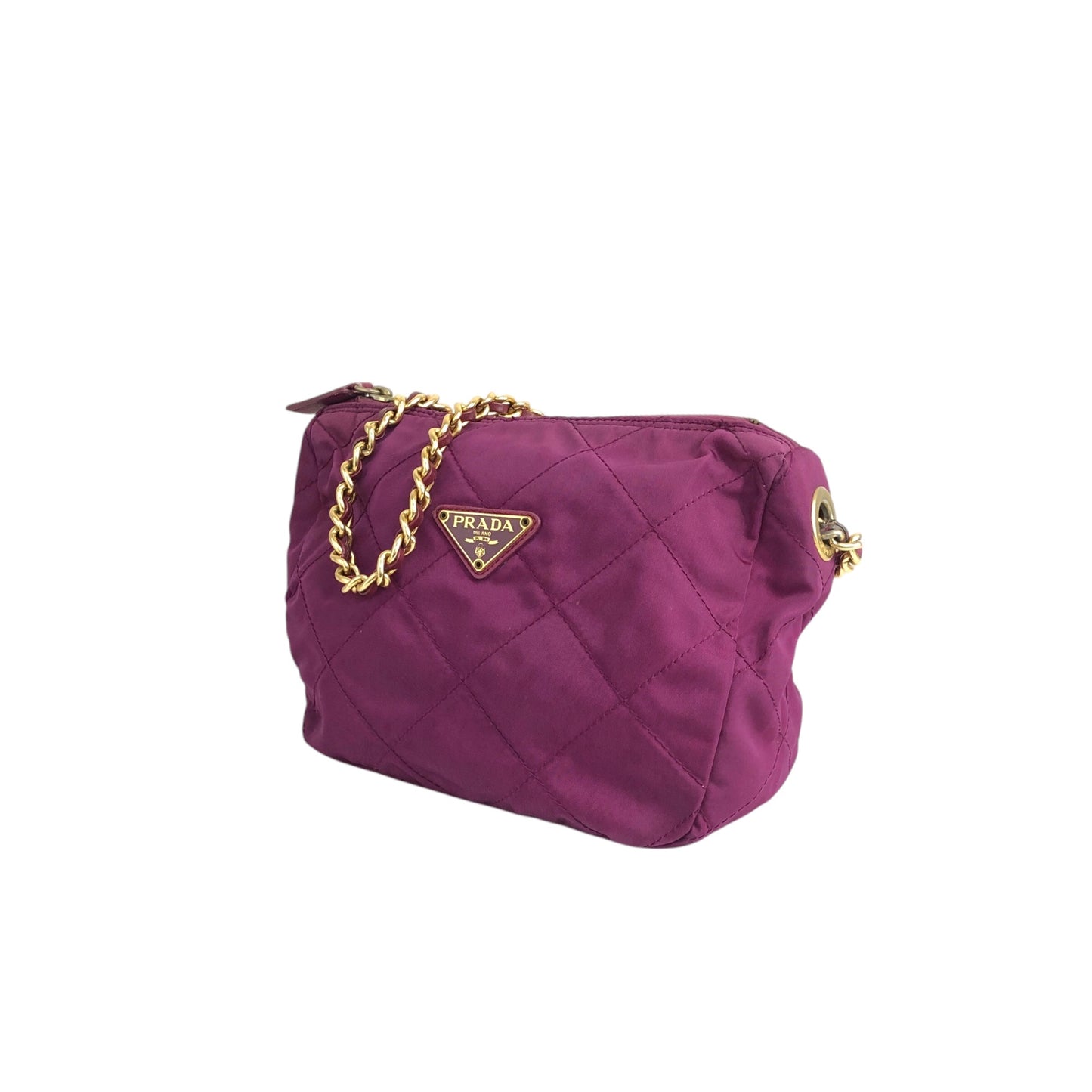 PRADA Triangle Logo Chain Shoulder bag Purple Vintage brs8wn