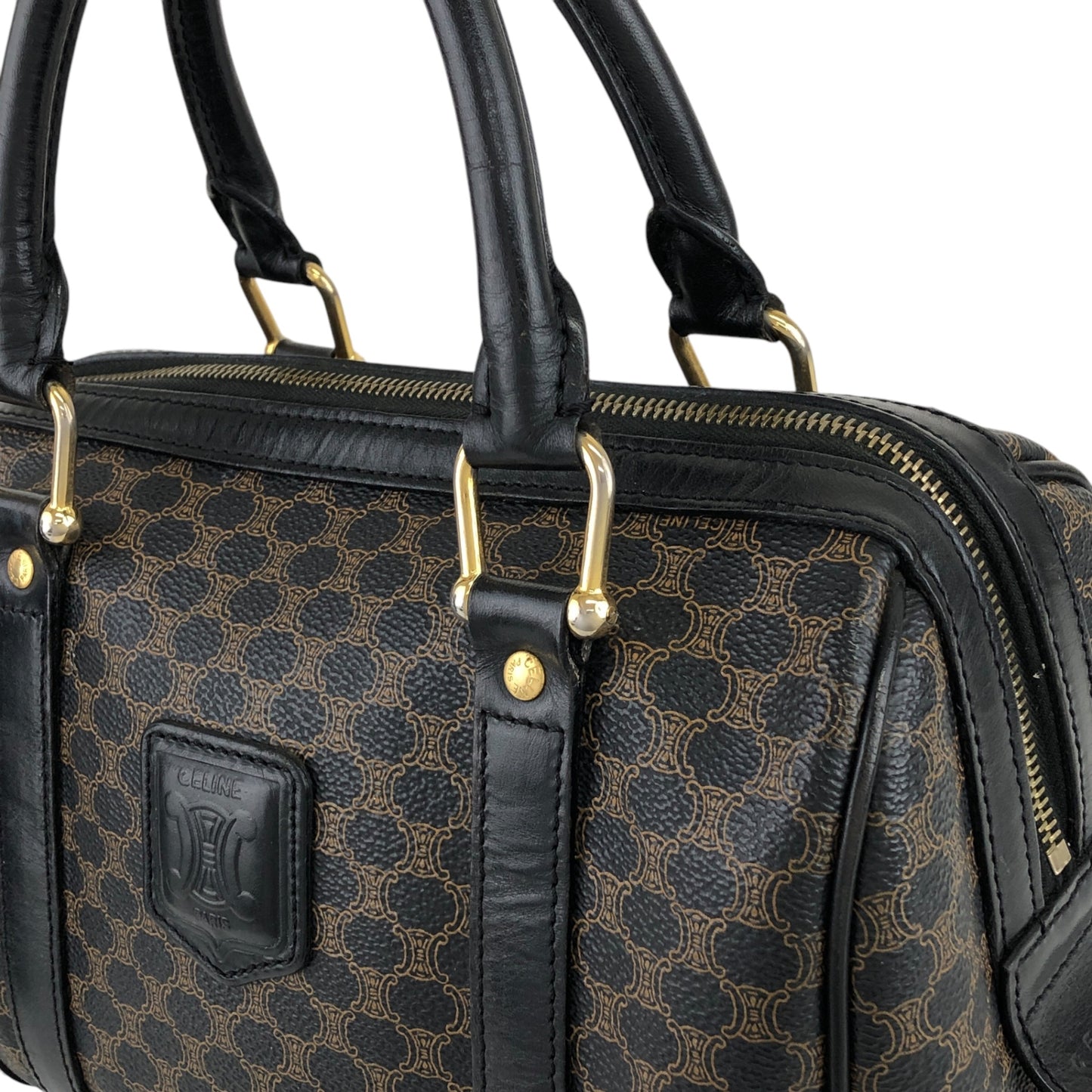 CELINE Macadam Blason Two-way Shoulder bag Boston bag Brown Vintage 5uamii