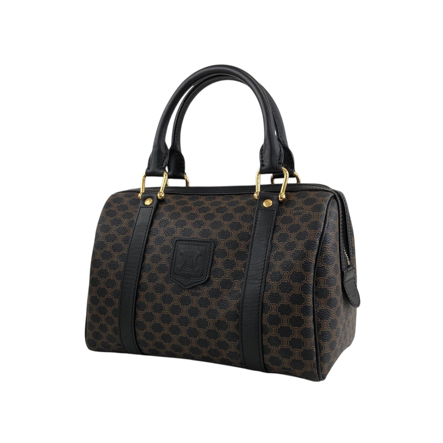 CELINE Macadam Blason Two-way Small Boston bag Shoulder bag Black Vintage 2urwut