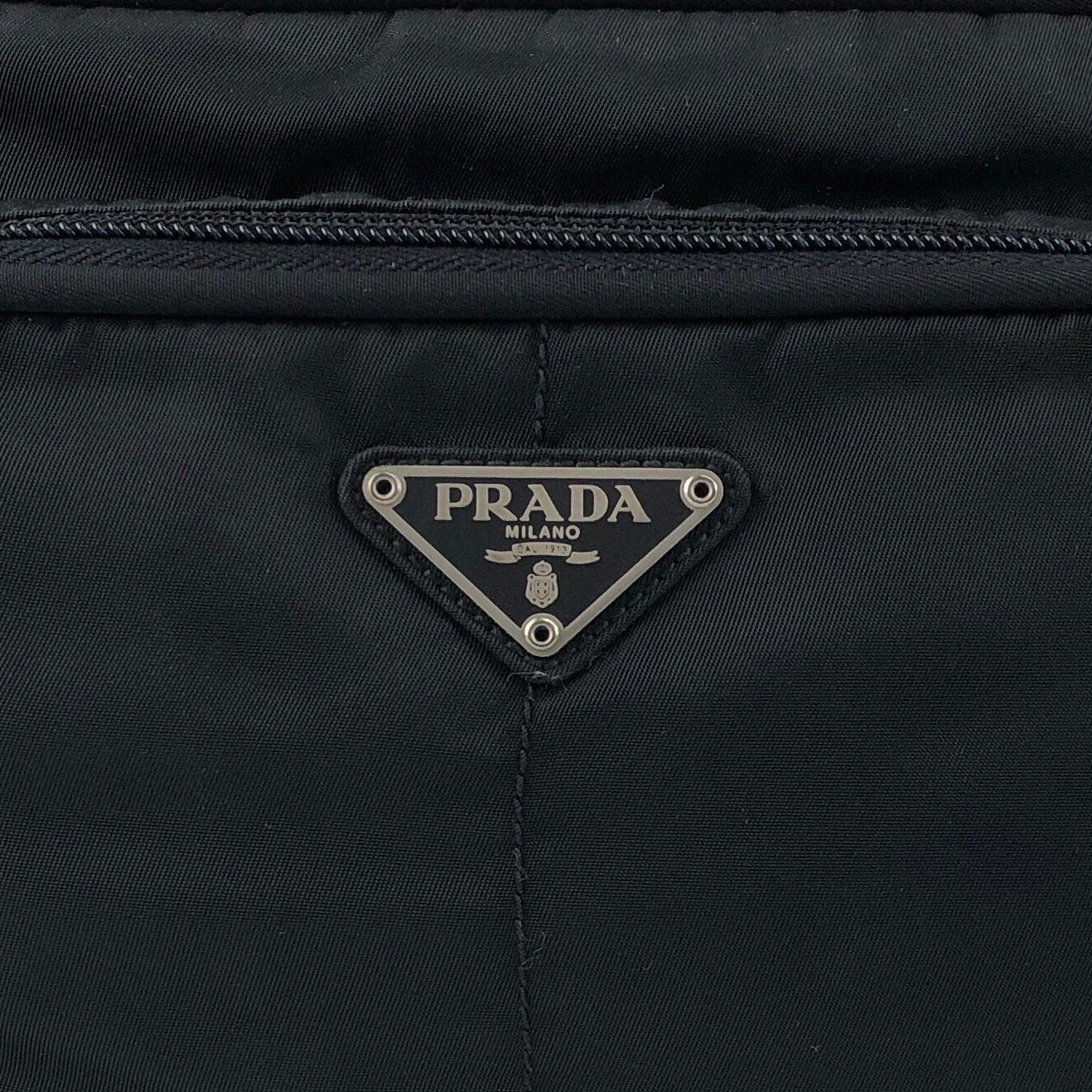PRADA Tessuto Triangle Logo Shoulder bag Black Vintage gdjwks