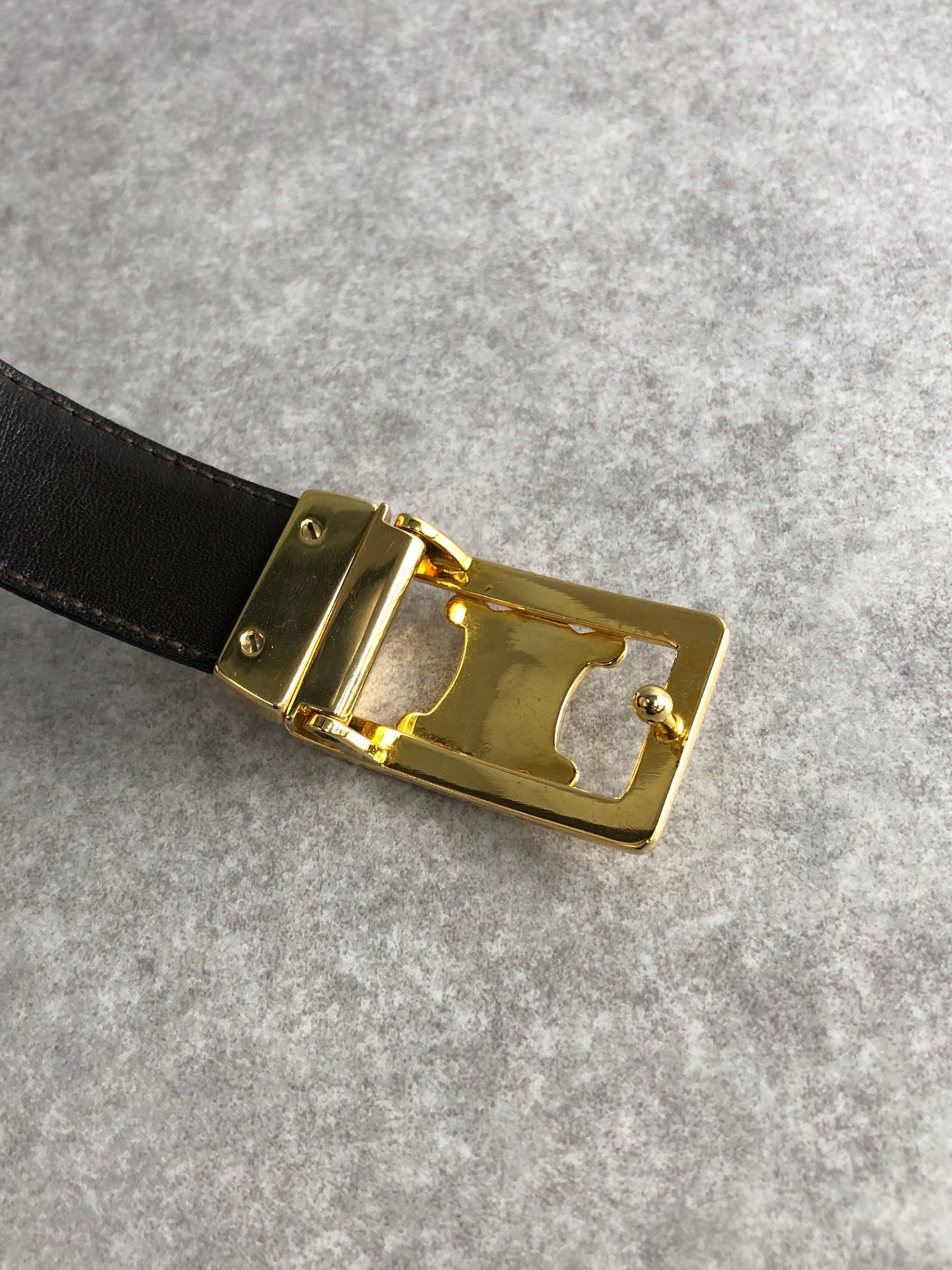 CELINE Triomphe Belt Brown×Black Vintage ppnd4r